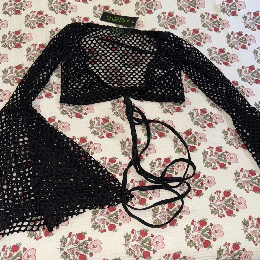 Dolls Kill Black Fishnet Crop Top
